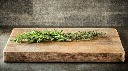 Fresh Herbs on Wooden Cutting Board with Rustic Background for Cooking and Culinary Arts