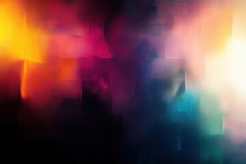Poster - Abstract Colorful Light Leaks Bokeh Overlay on Dark Background with Rainbow Chromatic Flare and Soft Gradient Effects