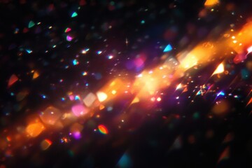 Aufkleber - Colorful Rainbow Light Leaks and Abstract Crystal Effects on Black Background