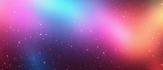 Poster - Pastel Abstract Gradient Banner Background with Soft Noise Texture and Holographic Effect