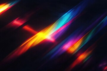 Aufkleber - Rainbow Light Rays on Dark Background Abstract Art High Contrast Colorful Effects