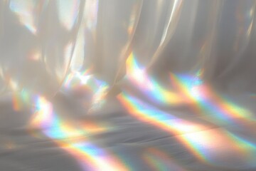 Aufkleber - Ethereal Light Refraction and Rainbow Shadow Overlay on White Surface for Minimalist Design