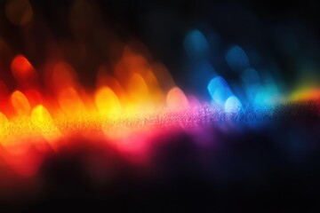 Poster - Rainbow light leaks and bokeh abstract texture with colorful crystal flare on black background