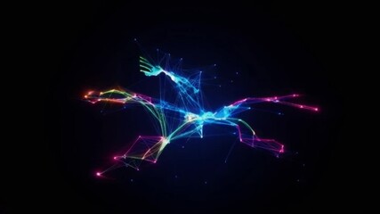 Wall Mural - a colorful, abstract image of a man and a woman with a blue and purple background. the image is full