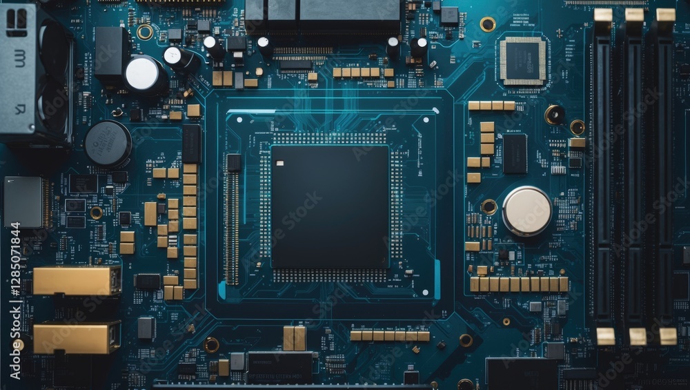 Central processing unit concepts within computers. Digital chip ...
