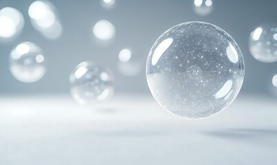 Aufkleber - Floating bubbles with reflections and subtle details against a soft background.