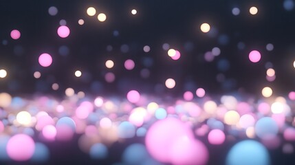 Poster - Colorful bokeh lights creating a dreamy, abstract background with pink, white, and blue hues.