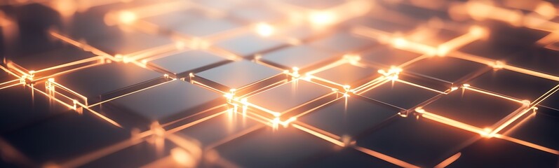 Aufkleber - Abstract glowing grid pattern with bright elements, creating a futuristic digital atmosphere.