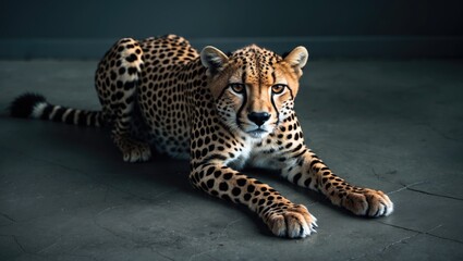 Wall Mural - Cheetah resting on the ground.