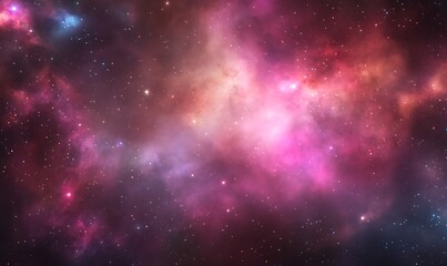 Aufkleber - Vibrant cosmic scene with pink and purple nebulae against a starry background.