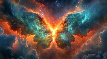 Wall Mural - the beautiful nebula appears as a butterfly in the vast universe