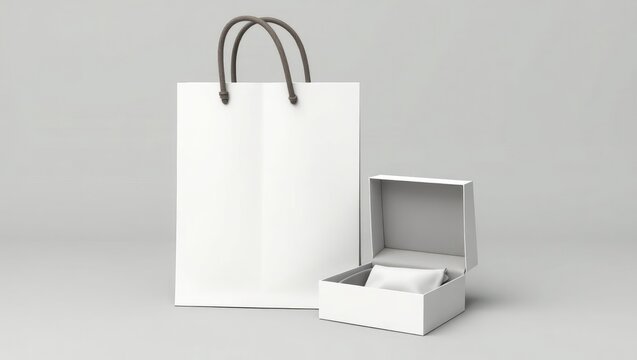 Blank Shopping Bag and Jewelry Case for Mockup Displays