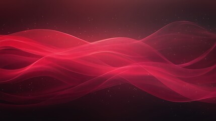 Poster - Abstract red waves with a smooth, flowing design set against a dark background, evoking a sense of motion and energy.