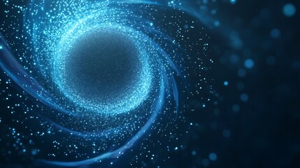 Poster - Vibrant blue swirling vortex with sparkling particles creating a dynamic, cosmic effect.