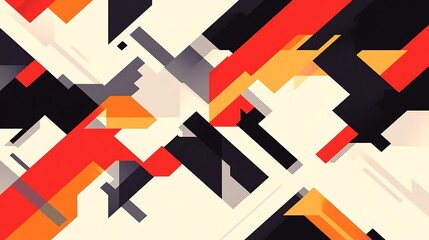 Fototapete - Abstract geometric patterns with bold colors and dynamic shapes creating a modern artistic vibe.