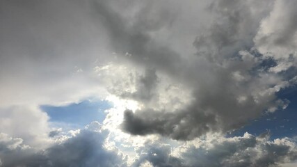 Wall Mural - dramatic sky with stormy gray clouds, hurricane rainy weather nature background. dark gray sky at se