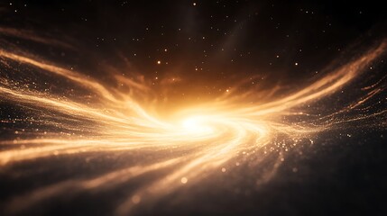 Poster - Cosmic swirl of golden light against a dark background, representing a galaxy or nebula.