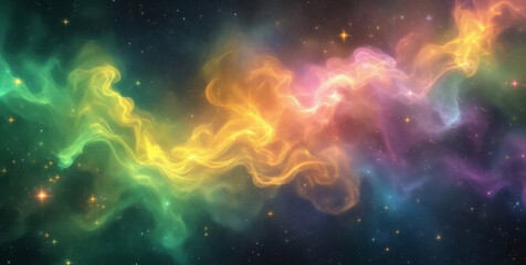 Wall Mural - a colorful nebula stretches across a star filled cosmic expanse