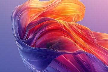 Aufkleber - Elegant flowing fabric in vibrant colors of orange and purple creating a stunning visual effect : Generative AI
