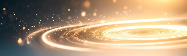 Poster - Abstract swirling light patterns with a warm glow and sparkling elements.