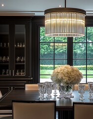 Aufkleber - Sophisticated dining room adorned with elegant glassware and flower arrangements showcasing interior design : Generative AI