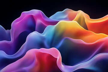 Leinwandbilder - Vivid abstract waves of colorful silk fabric creating a mesmerizing visual effect : Generative AI