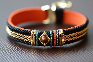 Poster - Elegant handmade bracelet featuring vibrant colors and intricate design perfect for fashion lovers : Generative AI