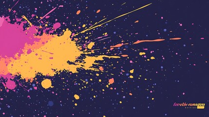 Fototapete - Vibrant paint splashes on a dark background, creating an artistic and colorful abstract design.
