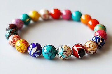 Poster - Colorful handmade bead bracelet displaying vibrant hues and intricate designs reflecting craftsmanship : Generative AI