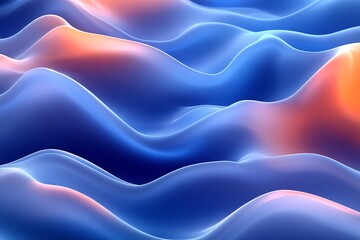 Leinwandbilder - Stunning Abstract Waves in Blue and Orange Tones Creating a Flowing Feeling of Motion : Generative AI