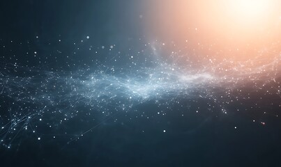 Poster - Ethereal particles and light create a cosmic effect in a dark background.