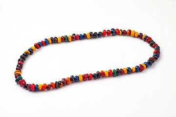 Poster - Colorful Handmade Beaded Necklace Displayed on White Background for Fashion and Jewelry Aficionados : Generative AI