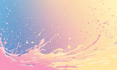 Poster - Soft pastel colors blend with water splashes, creating a dreamy, abstract background.