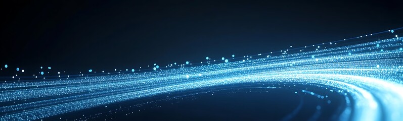 Leinwandbilder - Dynamic blue light trails on a dark background creating a sense of motion and energy.