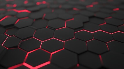 Aufkleber - Dark hexagonal pattern with glowing red edges, creating a modern, tech-inspired aesthetic.