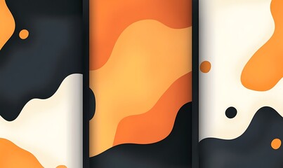 Fototapete - Abstract wavy pattern in warm colors of orange, black, and cream.
