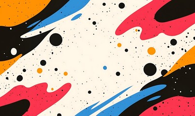 Poster - Abstract colorful background with dynamic shapes and textures in vibrant hues on a light canvas.