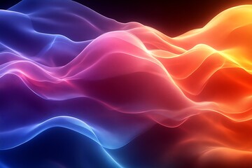 Aufkleber - Softly flowing abstract wave patterns in dynamic hues creating captivating visual serenity : Generative AI