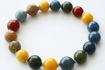 Poster - Colorful and Vibrant Beaded Bracelet Featuring Multiple Stone Variations in a Circular Design : Generative AI