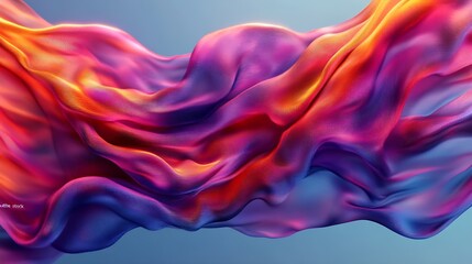 Aufkleber - Colorful silky fabric waves in pink orange and purple for eye-catching design and decoration : Generative AI