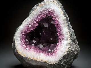 Aufkleber - Magnificent amethyst geode rock displaying shimmering crystals in a captivating natural formation : Generative AI