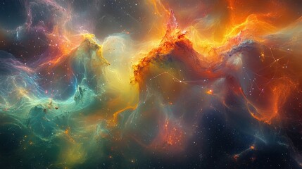 Wall Mural - Colorful wispy nebulas create interesting compositions of deep space imagery
