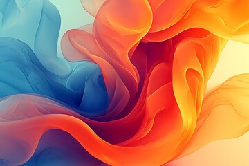 Leinwandbilder - Abstract flowing fabric design in warm orange and cool blue tones creating an energetic visual flow : Generative AI