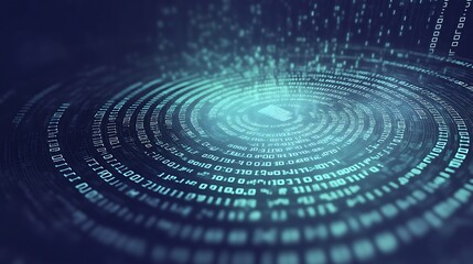 Aufkleber - Abstract digital representation of binary data forming concentric circles in a futuristic style.