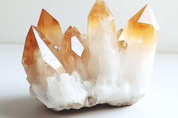 Aufkleber - Beautiful smoky quartz cluster featuring sharp and elegant crystal points presented from a unique angle : Generative AI