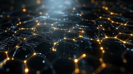 An abstract digital network with illuminated electronic connections