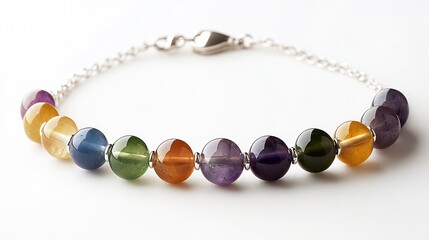 Poster - Stylish multi-color gemstone bracelet designed with exquisite beads for fashion lovers and nature enthusiasts : Generative AI