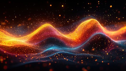 Wall Mural - Sparkling Particles Creating Waves Of Abstract Light In Space