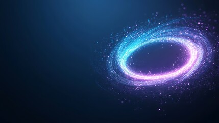 Aufkleber - Vibrant digital swirl of blue and pink particles on a dark background, creating a mesmerizing circular effect.