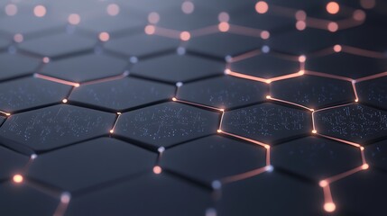 Poster - Abstract hexagonal pattern with glowing lines and textures in a dark setting.